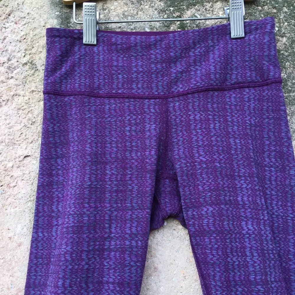 Lululemon Wunder Under Crop Purple Textured Leggings 2